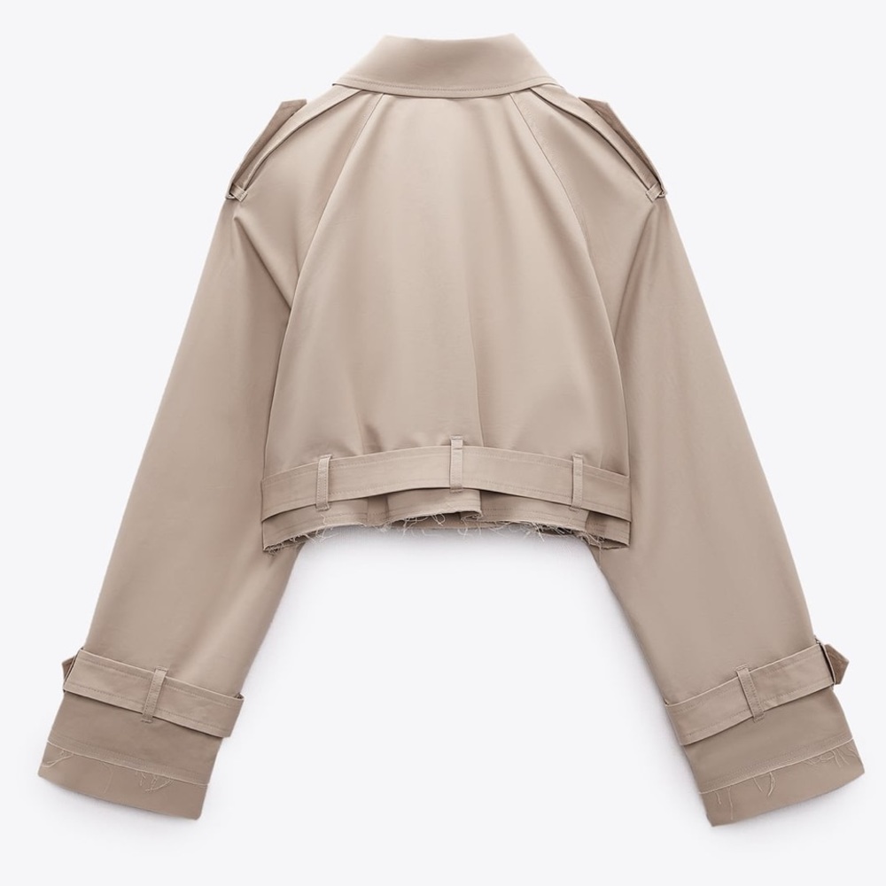 Zara Cropped Oversized Trench Coat Jacket - Picture 7 of 13